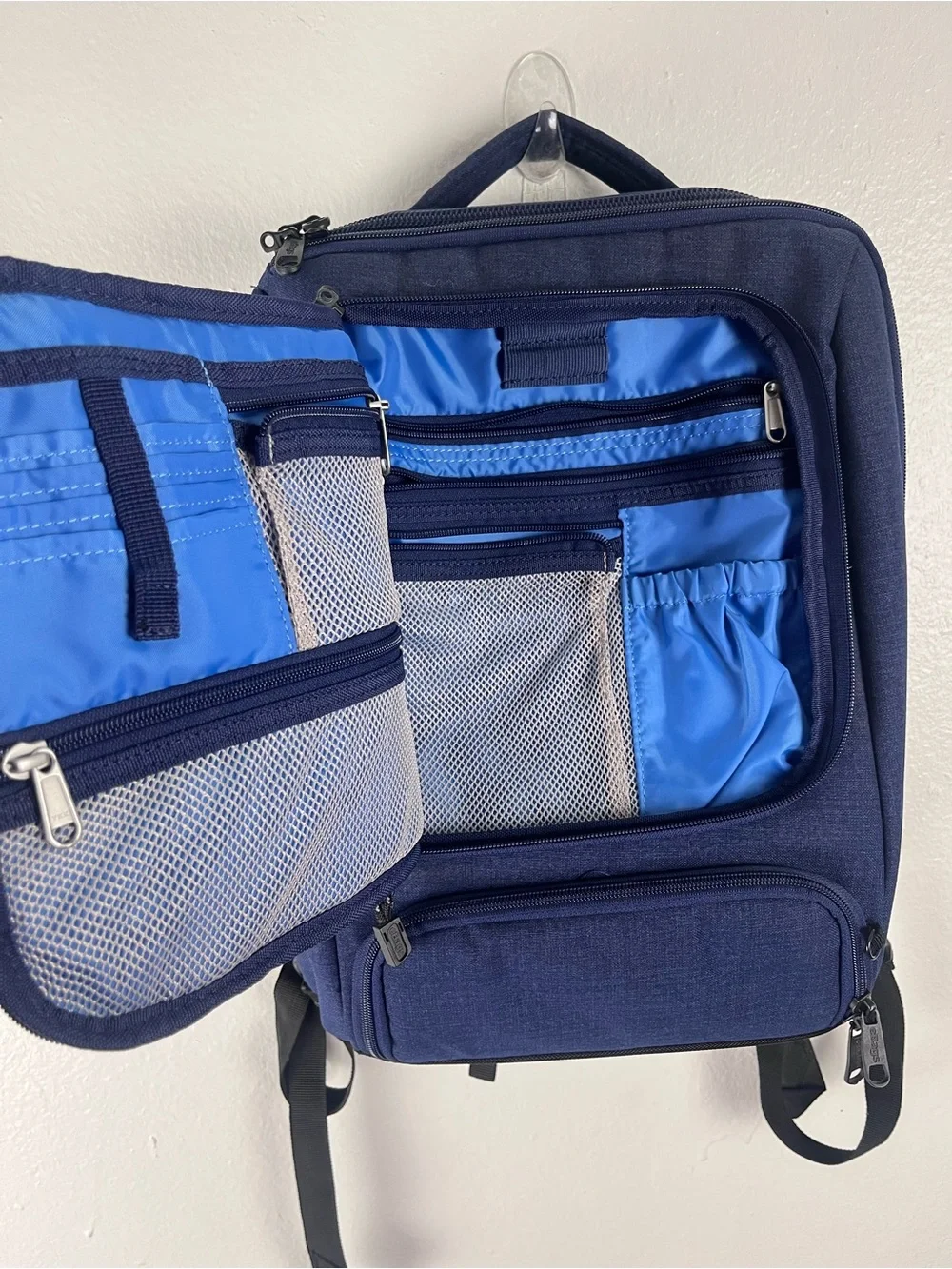 EBAGS Blue Professional Laptop Weekender Zip Pockets Adjustable Straps Backpack